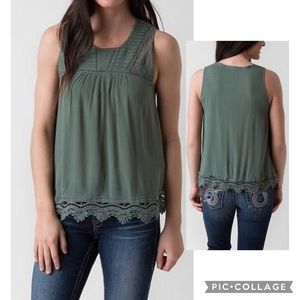 Coco & Jameson Crochet Olive Lace Inset Tank / SM